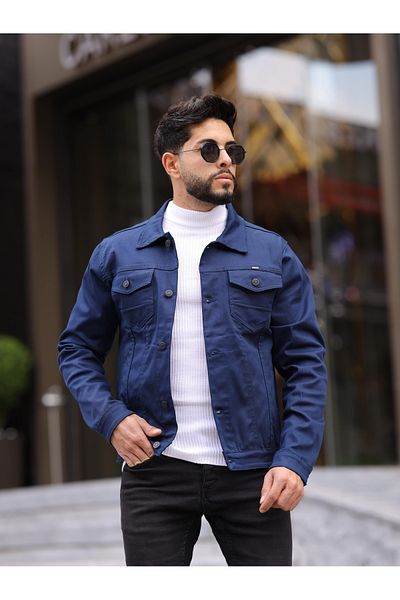WKM Jachetă de blugi pentru bărbați, slim Fit, casual, cu croiala relaxată, fără denim