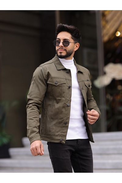 WKM Jachetă de blugi pentru bărbați, slim Fit, casual, cu croiala relaxată, fără denim