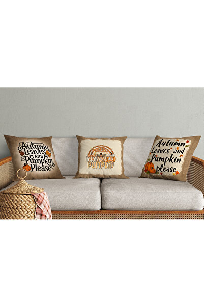 Evmila Set de huse de pernă din 3 piese din catifea cu model de toamnă 43x43 ...