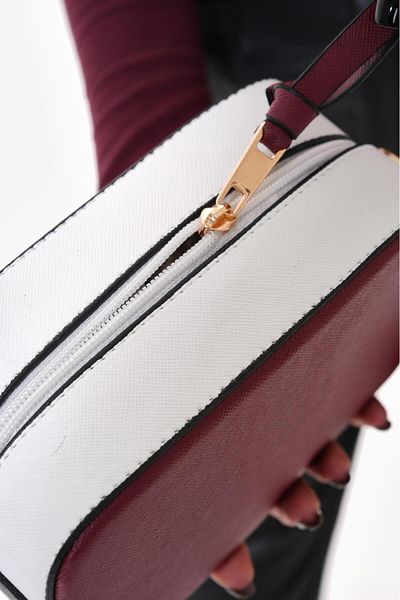 Dadacuq Geantă Saffian Burgundy Gold cu curea de umăr