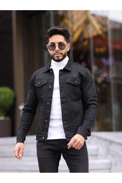 WKM Jachetă de blugi pentru bărbați, slim Fit, casual, cu croiala relaxată, fără denim