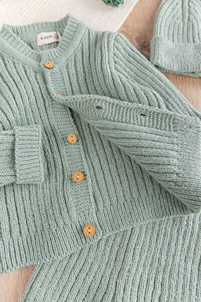 Babymod Knitwear Cardigan Beret Unisex Winter Hat Baby Set