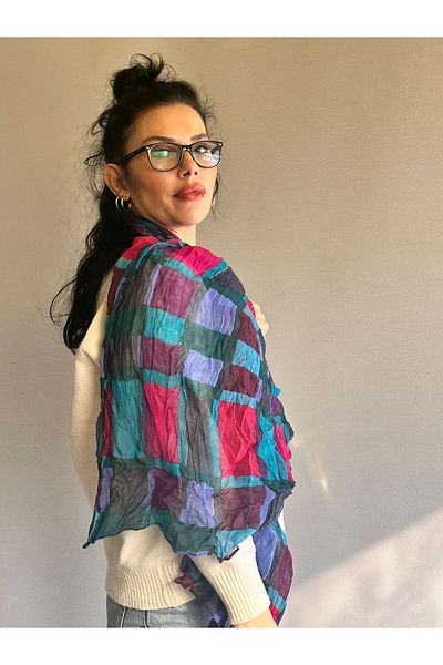 Gönülden Tasarım EșARFĂ DE FEMEI MOALE DE CULOARE PLAID 180X75 CM