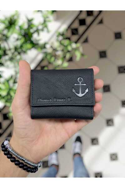 Visso leather VİSSO 660 HAKİKİ DERİ AKORDEON KREDİ KARTLIK BAY  DERİ CÜZDAN ÇANTA Çapa Logolu  Siyah Renk