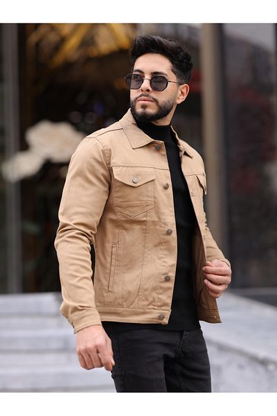 WKM Jachetă de blugi pentru bărbați, slim Fit, casual, cu croiala relaxată, fără denim