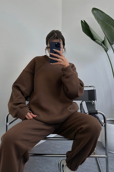 BayBayan Γυναικείο Σετ Φόρμας 3 Κλωστών, Φαρδύ και Άνετο Σετ Φόρμας