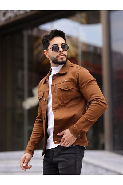 WKM Jachetă de blugi pentru bărbați, slim Fit, casual, cu croiala relaxată, fără denim