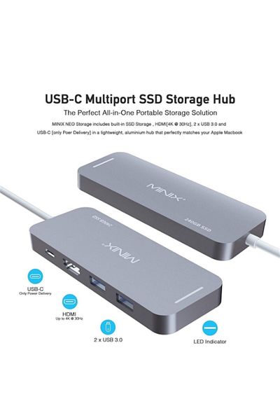 MINIX Space Gray Ssd 240Gb - Usb-C Multiport