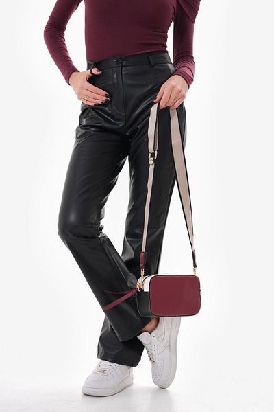 Dadacuq Geantă Saffian Burgundy Gold cu curea de umăr