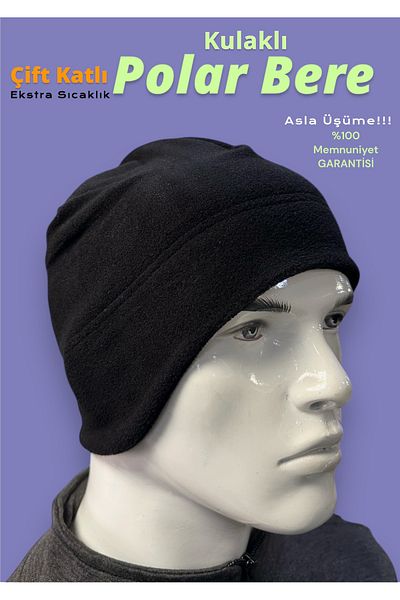 Tutku Unisex Double Layer Fleece Headset Thermal Winter Beanie - Extra Warmth