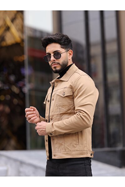 WKM Ανδρικό slim Fit Casual Άνετο τζιν μπουφάν χωρίς τζιν