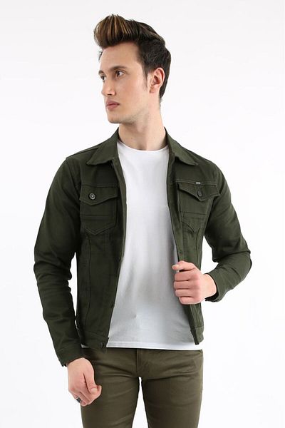 WKM Jachetă de blugi pentru bărbați, slim fit, cu buzunar dublu