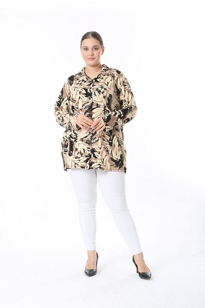 XL Modam cămașă de mărime mare din lycra viscoză cu model multicolor