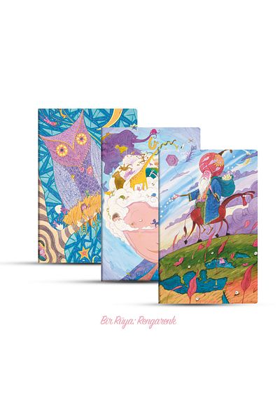 Vak Vak Yayınları Vakvak, A Dream: Rengarenk, Set of 3 Notebooks-Dagıstan Çetinkaya-unlined-192 Pages-14x21cm
