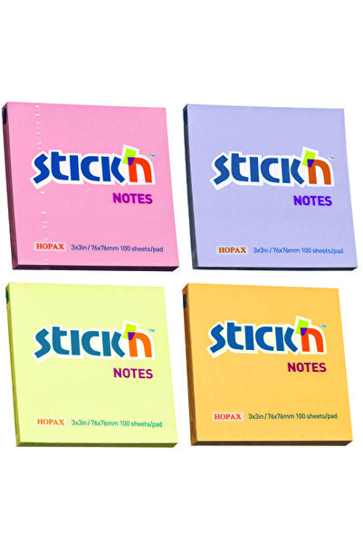 My Think Yapışkanlı Not Kağıdı Seti 4'lü Pastel Renkler 76x76 mm 100yp