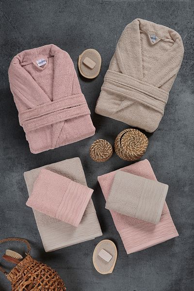 Miss Paris Home Set de halate de baie 10 piese pentru femei și bărbați |   Moale, absorbantă |   Design modern |   Lux și Confortabil