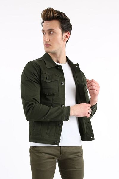 WKM Jachetă de blugi pentru bărbați, slim fit, cu buzunar dublu
