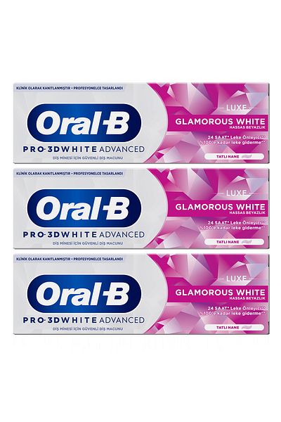 Oral-B معجون أسنان برو 3D وايت أدفانسد لوكس جلاموروس وايت 75 مل × 3