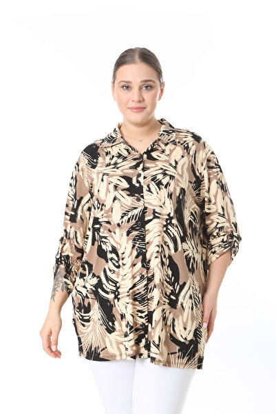 XL Modam Multicolour Pattern Lycra Viscose Plus Size Shirt