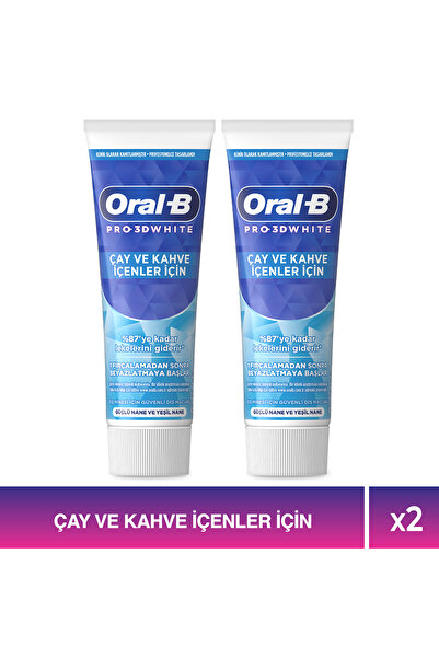 Oral-B 3D White Çay ve Kahve İçenler için Diş Macunu 75 ml x 2