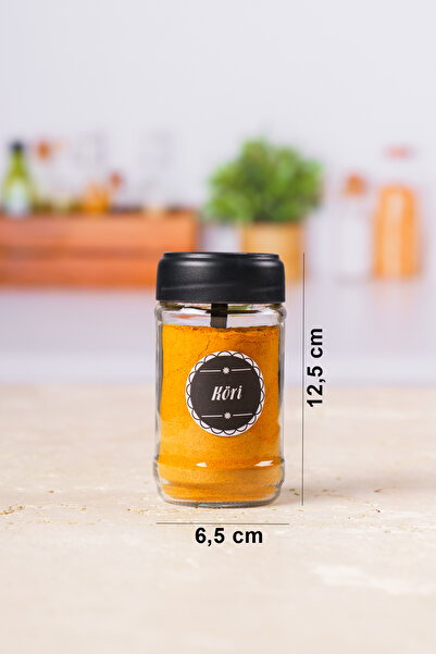 KRM HOME 12-Piece Spice Rack Set with Lockable Lid and Spoon 320 ml Black Labeled Glass Lock Spice Set