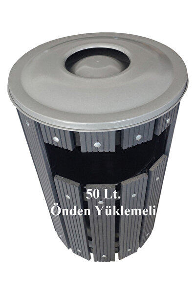 safirkom Kompozit (AHŞAP PLASTİK) Yuvarlak Çöp Kovası Pencereli Sç 15 P Antra...