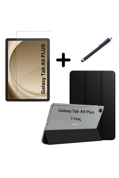 UnDePlus Galaxy Tab A9 Plus X210 Uyumlu Kılıf Set Pu Deri Smart Tablet Kilifi Ekran Koruyucu Kalem X216
