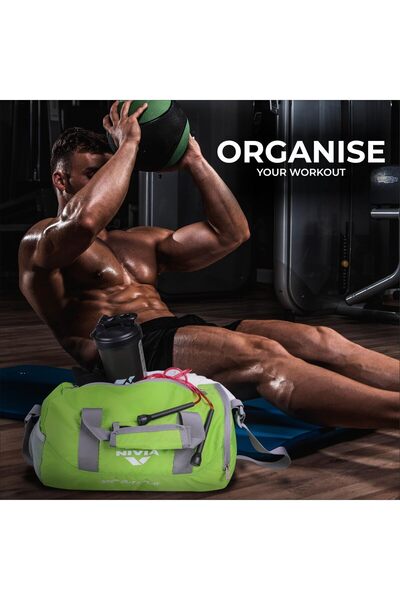 Nivia Beast Gym Bag Green 15 Litre | Polyester | Separate Shoes Compartment | Sports Bag