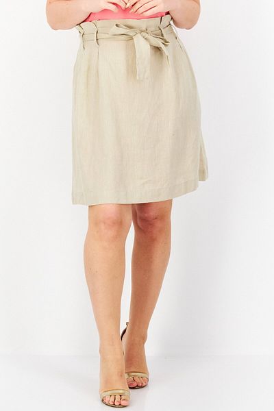 ZERO Women Textured Mini Skirt, Beige