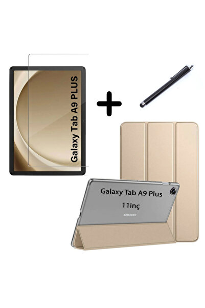 UnDePlus Galaxy Tab A9 Plus X210 Uyumlu Set Pu Deri Smart Tablet Kilifi Ekran Koruyucu Kalem X216