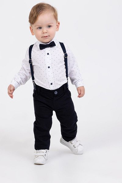 BİGÜMEX Striped Patterned Salopet 4-Piece Boy's Bodysuit Set