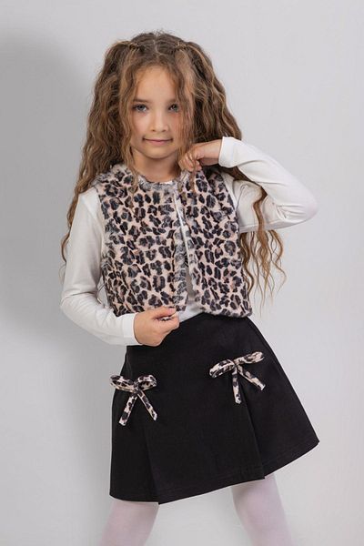 HAUSEkids 3-8 Years Old Girl's Leo Design Set with Shorts and Skirts - Ecru