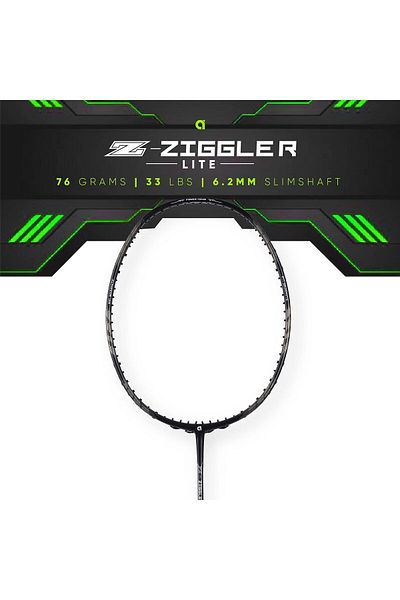 Apacs Z-ziggler Lite Badminton Racket | 33lbs | 76g | Slim Shaft | Unstrung | Full Cover | Black