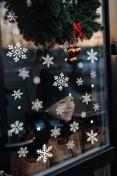 tifopix New Year Snowflakes Sticker Sticker Foil Set - Snowflakes Christmas Glass Sticker Set