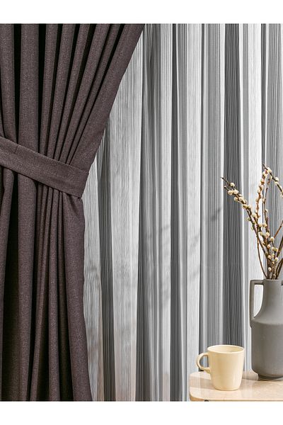 Karesi Smoked Flex Linen Fon Curtain 1X3 18501 Single Wing