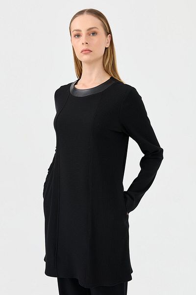 Esswaap Black Ribbed Knitted - Trousers Set