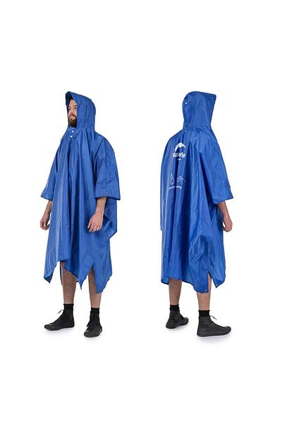 Naturehike New 3-in-1 Poncho | Blue (210T) | Waterproof | Compact & Durable Camping Gear