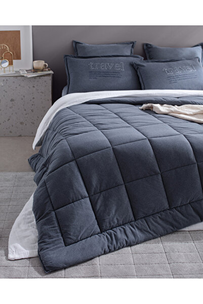 Madame Coco Bobigny Tek Kişilik Pamuklu SuperSoft Comforter Set - İndigo
