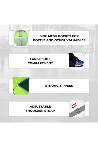 Nivia Beast Gym Bag Green 15 Litre | Polyester | Separate Shoes Compartment | Sports Bag