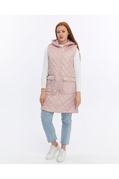 sehatex Women's Zipper Detailed Long Quilted Vest