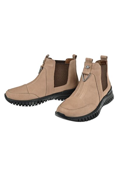 pullman Hakiki Deri Comfort Kadın Bot AT-019 BEJ NUBUK