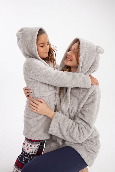 LILIAN Luna Morning Gown Mother Παιδική βελούδινη ρόμπα με αυτιά Πωλείται χωριστά Οι τιμές διαφέρουν