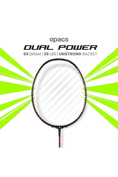 Apacs Dual Power & Speed Unstrung Badminton Racket | Full Cover | Black/orange | Sports Gear