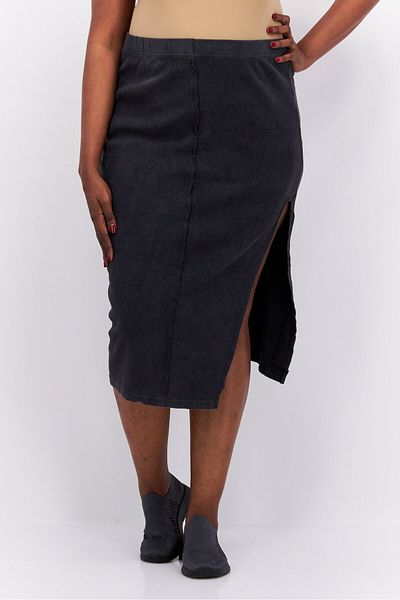 I Saw It First Women Textured Midi Skirts, Dark Grey