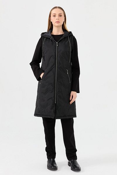 Esswaap Black Stone Embroidered Puffer Vest Triple Suit