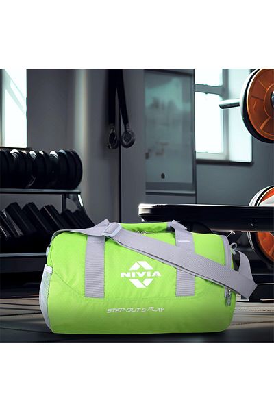 Nivia Beast Gym Bag Green 15 Litre | Polyester | Separate Shoes Compartment | Sports Bag