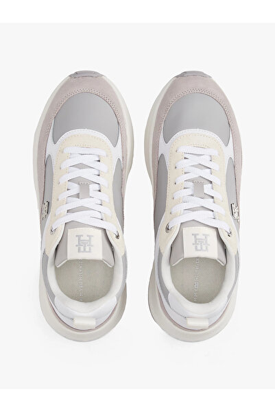Tommy Hilfiger Kadın Yüksek Rahat Taban Renk Geçişli Deri Gri Sneaker FW0FW08616-PS3