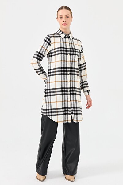 Esswaap Ekose Desenli Country Tunik Bej