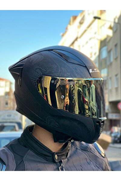 LS2 RAPID CRYPT 2 MAT SİYAH KASK - GOLD VİZÖR (SPOİLER)