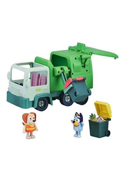 bluey مجموعة ألعاب شاحنة القمامة | شخصيات قابلة للتعديل مقاس 2.5 بوصة ورجل سلة المهملات | متعددة الألوان | لعبة ممتعة للأطفال